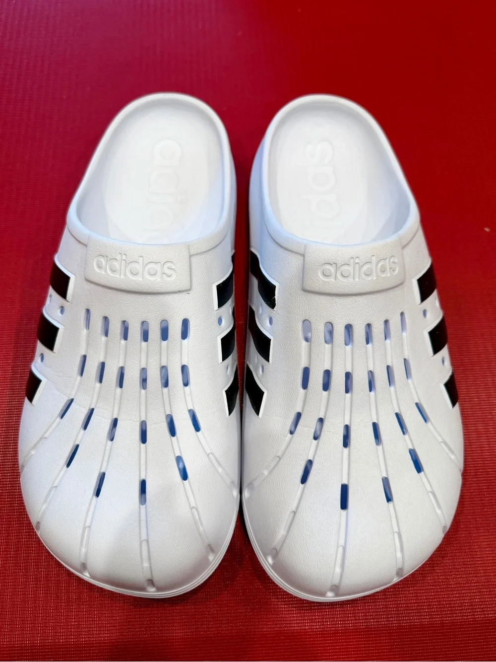 Adidas Adilette Clogs Men’s 11 Women 12 Black White Slides Water Sandals Shoes